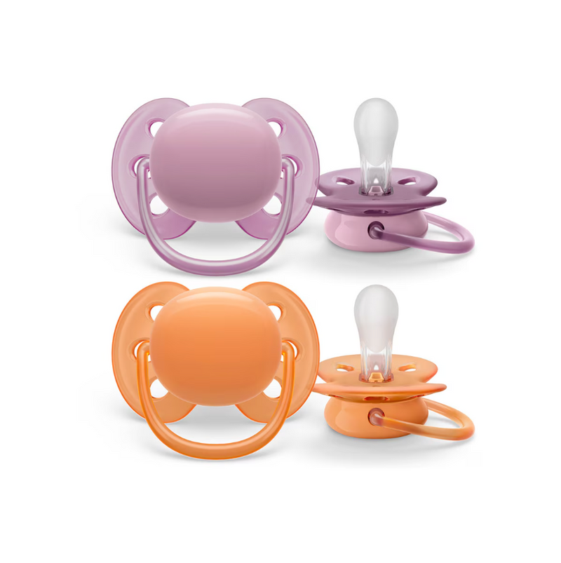 Philips Avent 2 chuchas ultra soft lisas 6-18m roxo/laranja