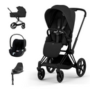Cybex Priam Comf. Matt Black + Alcofa Dobrável Sepia Black + Cloud T Plus Sepi Black + Base T