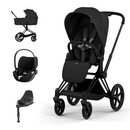 Cybex Priam Comfort Matt Black + Alcofa Dobrável Sepia Black + Cloud T Sepia Black + Base T