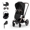 Cybex Priam Comfort Rosegold + Alcofa Dobrável Sepia Black + Cloud T Plus Sepia Black + Base T