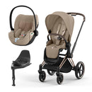 Cybex Priam Rose Gold Cozy Beige + Cloud T Plus Cozy Beige + Base T