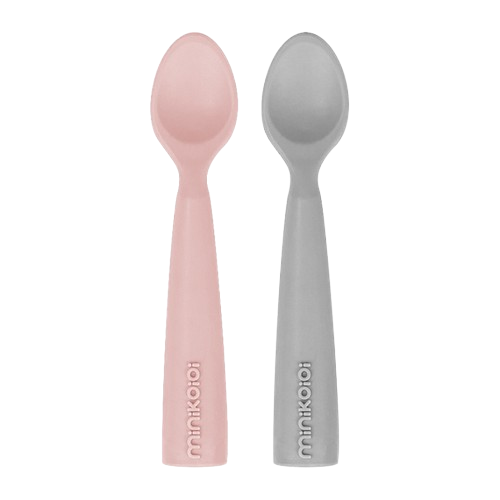 Minikoioi Pack 2 Colheres em Silicone Pinky Pink/Cinza