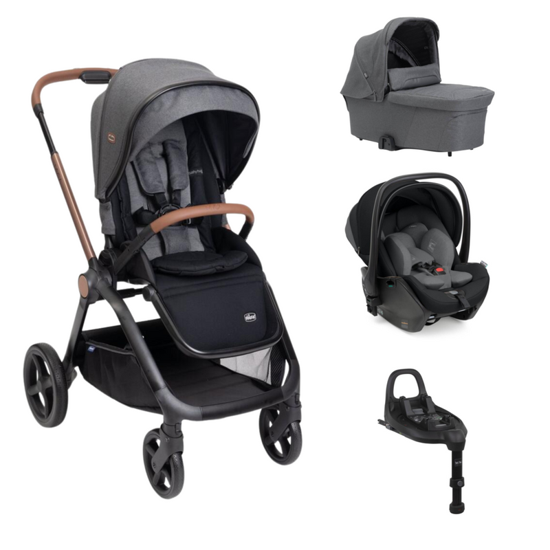 Chicco Triio Mysa Com First Seat Recline Black Satin com Base Full 360