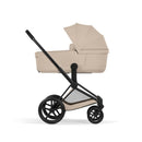 Cybex Priam Comfort Matt Black +Alcofa Dobrável Cozy Beige + Cloud G3 Almond Beige + Base G3