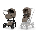 Cybex Priam Comfort Matt Black + Alcofa Dobrável Coconut Brown + Cloud G3 Magic Black + Base G3