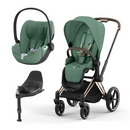 Cybex Priam Rose Gold Leaf Green + Cloud T Plus Leaf Green + Base T