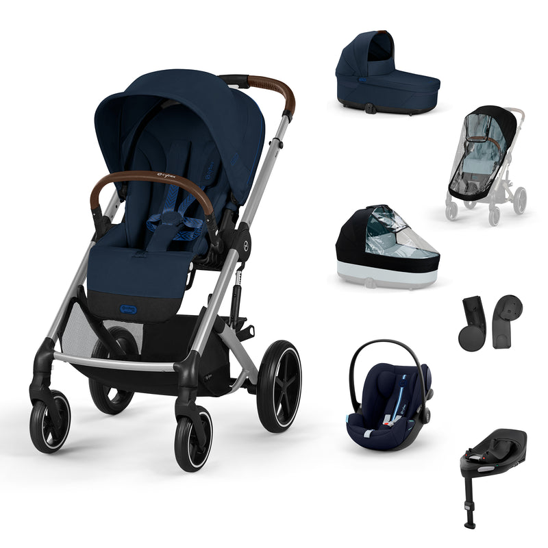 Cybex Balios S Lux + Alcofa + Cloud G Plus Ocean Blue + Capas de Chuva + Base G