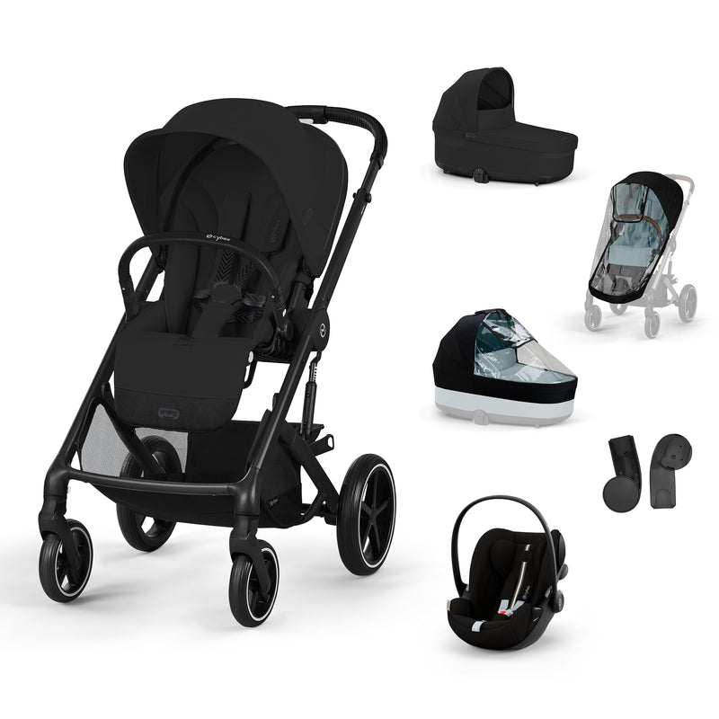 Cybex Balios S Lux + Alcofa + Cloud G Plus Moon Black + Capas de Chuva