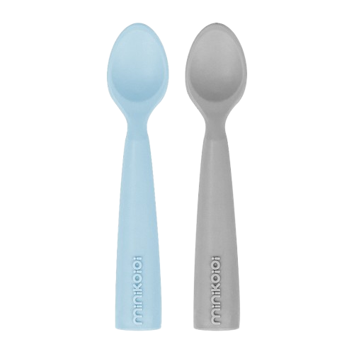 Minikoioi Pack 2 Colheres em Silicone Mineral Blue/Cinza