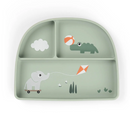 Done by Deer Plate with Divider Stick & Stay Playground Green