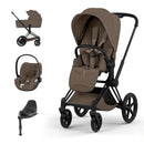 Cybex Priam Comfort Matt Black + Alcofa Dobrável Coconut Brown + Cloud T Plus Coconut Brown + Base T