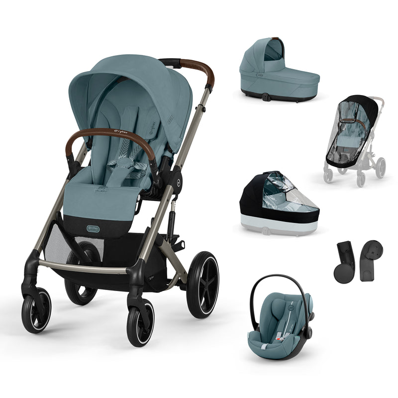 Cybex Balios S Lux + Alcofa + Cloud G Plus Stormy Blue + Capas de Chuva