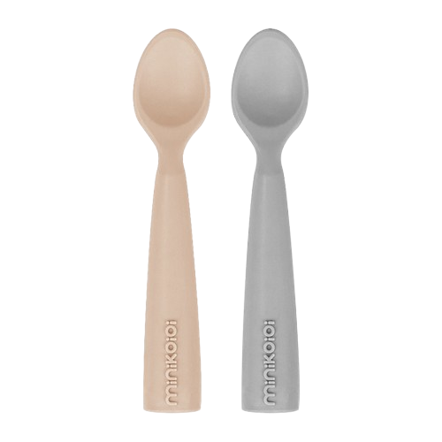 Minikoioi Pack 2 Colheres em Silicone Bubble Beige/Cinza