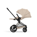 Cybex Priam Comfort Matt Black +Alcofa Dobrável Cozy Beige + Cloud G3 Almond Beige + Base G3