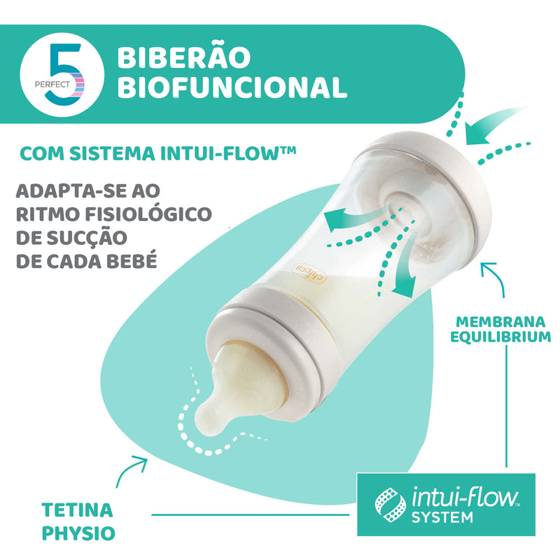 Chicco biberão perfect5 bege 150 ml