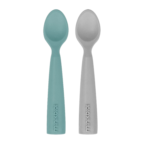 Minikoioi Pack 2 Colheres em Silicone Aqua Green/Cinza