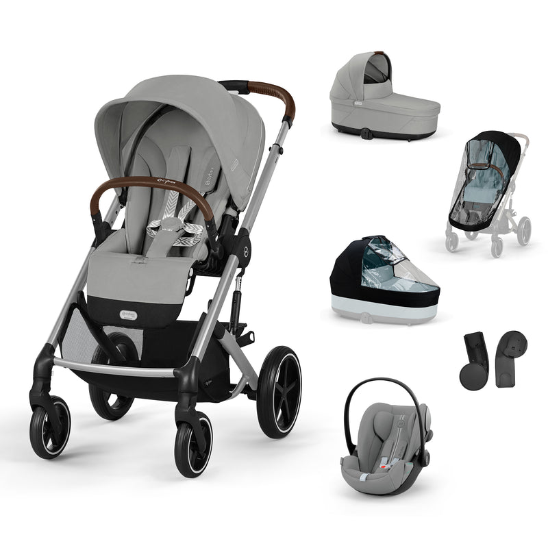 Cybex Balios S Lux + Alcofa + Cloud G Plus Stone Grey + Capas de Chuva