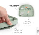 Done by Deer Plate with Divider Stick & Stay Playground Green