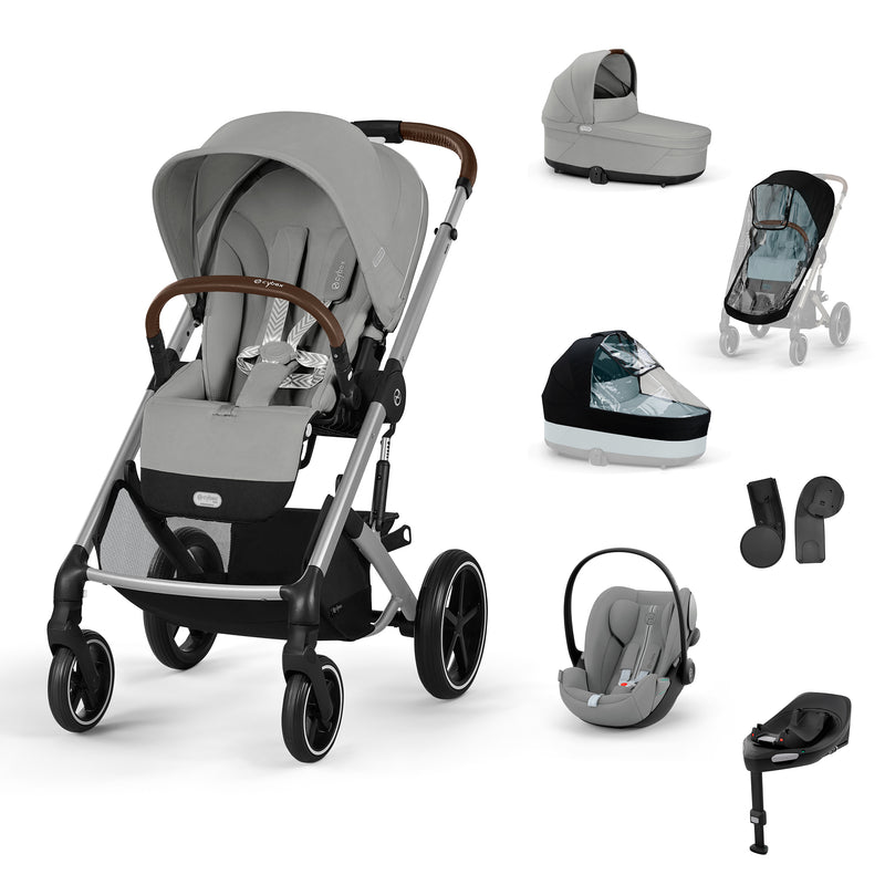 Cybex Balios S Lux + Alcofa + Cloud G Plus Stone Grey + Capas de Chuva + Base G