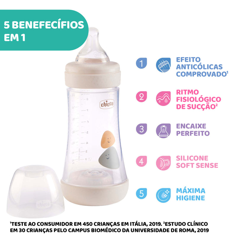 Chicco biberão perfect5 bege 240 ml