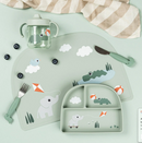 Done by Deer Plate with Divider Stick & Stay Playground Green