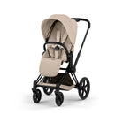 Cybex Priam Comfort Matt Black +Alcofa Dobrável Cozy Beige + Cloud G3 Almond Beige + Base G3